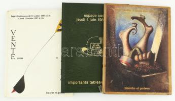 3 db Espace Cardin francia árverési katalógus: Tableaux modernes et contemporains; Importants tableaux modernes. Párizs, 1987, Binoche et Godeau. Gazdag képanyaggal, fekete-fehér és színes reprodukciókkal illusztrálva. Francia nyelven. Kiadói kartonált papírkötés / műbőr-kötés, változó állapotban.