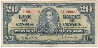 Kanada 1937. 20$ T:F,VG folt Canada 1937. 20 Dollars C:F,VG spot Krause P#62b