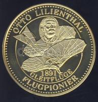 Németország DN "Német történelem - Otto Lilienthal" aranyozott Cu-Ni emlékérem T:PP