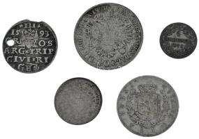 5db-os vegyes Ag érme tétel, közte Lengyel Királyság / Riga 1593. 3gr Ag "III. Zsigmond" l...