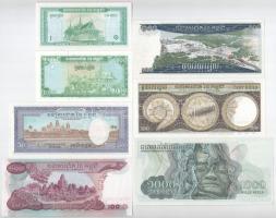 Kambodzsa 1972-1995. 1R-1000R (7xklf) T:UNC,AU, közte egy XF
Cambodia 1972-1995. 1 Riel-1000 Riels ...