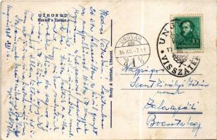 Ungvár, Uzshorod, Uzhorod; Pohled s Galaga / Galagó folyópart / riverside + "1938 Ungvár vissza...