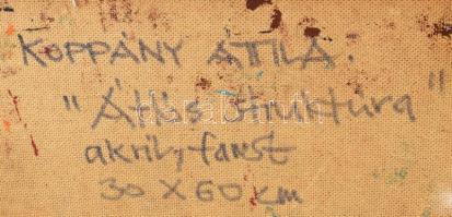 Koppány Attila (1947-): Átlós struktúra, 2019. Akril, dófarost. Jelezve jobbra lent, a hátoldalán au...