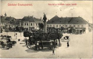 Érsekújvár, Nové Zámky; Kossuth Lajos tér, Malinszky Rezső, Komáromi üzlete. Adler F. kiadása / square, shops (EK)