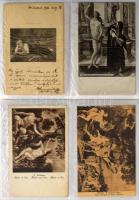 186 db RÉGI motívum képeslap albumban: 1899-1945 közötti időszak, sok szignós, több Pauli Ebner, Cas...