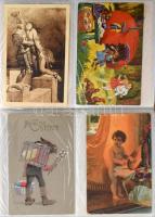 186 db RÉGI motívum képeslap albumban: 1899-1945 közötti időszak, sok szignós, több Pauli Ebner, Cas...