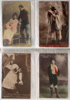 186 db RÉGI motívum képeslap albumban: 1899-1945 közötti időszak, sok szignós, több Pauli Ebner, Cas...