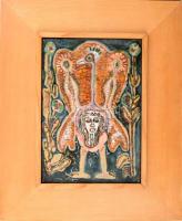 Ismeretlen alkotó, esetleg Fajka János?: Szürrealista portré. Keretbe applikálva, 22x15 cm