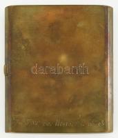 I. világháborús emlék, réz cigarettatárca, fedelén osztrák-magyar 30 és feles mozsárt (Škoda 30.5 cm...