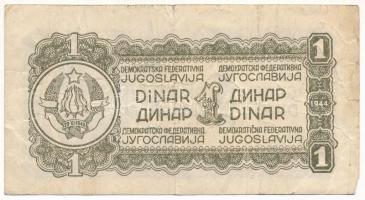 Jugoszlávia 1944. 1D T:F
Yugoslavia 1944. 1 Dinar C:F 
Krause P#48