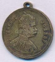 1896. "Milleniumi emlék / I. Ferencz József" kétoldalas bronz emlékérem füllel (30mm) T:VF...