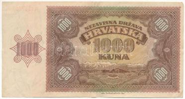 Horvátország / Független Horvát Állam 1941. 1000K "A" T:F szép papír Independent State of ...