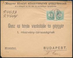 1897 2. súlyfokozatú helyi levél 2 x 3kr bélyeggel BUDAPEST