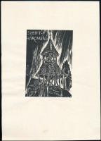 Molnár Dénes (1947-2000): Szentháromság. Fametszet, papír, jelzett, hátoldalán a művész bélyegzésével, papírra kasírozva, 14x10 cm.