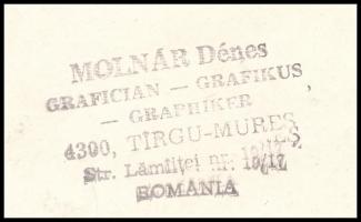 Molnár Dénes (1947-2000): Szentháromság. Fametszet, papír, jelzett, hátoldalán a művész bélyegzéséve...