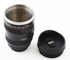 Fényképezőgép objektív alakú kulacs, h: 14 cm