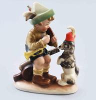 cca 1914-1918 Wagner & Apel Bertram háborús propaganda figura - fiú kutyával. Jelzett, kézzel festett, hibátlan, m: 12,5 cm