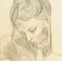 Dekoratív üvegezett fa képkeret, Picasso ofszet nyomattal, papír, jelzett a nyomaton, belső méret: 6...