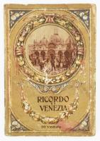 cca 1910-1930 Ricordo di Venezia, leporelló fekete-fehér képekkel (közte egy panorámakép), kopott, foltos borítóval