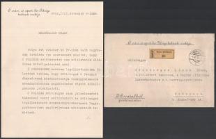 1915 Kronberger Lipót (1846-1924) zsidó származású bankár, a Magyar Általános Takarékpénztár Rt. vezérigazgatójának szóló levél, I. Ferenc József kabineti irodájától, a neki adományozott Ferenc József-rend középkeresztjét érintő köszönetnyilvánítás ügyében. Gépelt levél, fejléces papíron, Daruváry Géza (1866-1934) diplomata, politikus, (a Bethlen-kormány későbbi igazságügy, illetve külügyminisztere), a kabineti iroda magyar osztályának vezetőjének (1905-1916) autográf aláírásával, fejléces papíron, eredeti borítóékkal.