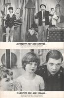 cca 1985 előtti ,,Elveszett egy kékszemű ..." című szovjet film jelenetei és szereplői, 10 db produkciós filmfotó (vitrinfotó, lobbyfotó) nyomdatechnikával sokszorosítva kartonpapírra, egyoldalas nyomással, a használatból eredő (esetleges) kisebb hibákkal, 18x24 cm