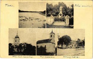 Abádszalók, Tisza, Hősi emlékmű, Római katolikus és református templom, községháza (EB)