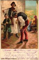 1899 (Vorläufer) Cigányok. Kiadja Vidéki Félix / Zigeuner Musik / Les Tzigans / Gypsy music folklore. Kosmos Budapest litho (EB)
