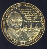 Németország DN "Német történelem - Hans-Dietrich Genscher, külügyminiszter" aranyozott ffém emlékérem T:PP