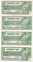 Kanada ~1992-2008. 5c Canadian Tire Corporation (4xklf) vásárlási utalvány T:F Canada ~1992-2008. 5 Cents Canadian Tire Corporation (4xdiff) trade voucher T:F