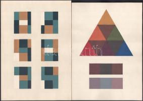 Jelzés nélkül, 2 db mű: Geometrikus kompozíció. Vegyes technika, kollázs, papír. Lapméret: 30x21 cm