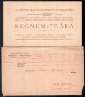 1939 Regnum Marianum Egyetemi Szövetség meghívója a Britannia-Szállóban rendezett Regnum-teára, 1939. feb. 1., eredeti sérült borítékkal.