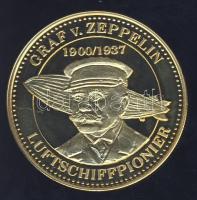 Németország DN "Német történelem - Graf v. Zeppelin" aranyozott ffém emlékérem T:PP