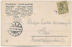 1904 Arany dombornyomott szecessziós művészlap / Art Nouveau embossed golden art postcard (EB)