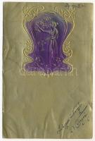 1904 Arany dombornyomott szecessziós művészlap / Art Nouveau embossed golden art postcard (ázott / wet damage)