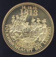 Németország DN "Német történelem - Leipzigi Népek csatája" aranyozott ffém emlékérem T:PP