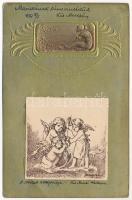 1904 Arany dombornyomott szecessziós művészlap / Art Nouveau embossed golden art postcard (EB)