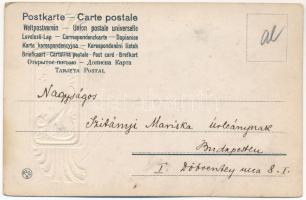 1904 Arany dombornyomott szecessziós művészlap / Art Nouveau embossed golden art postcard (EB)