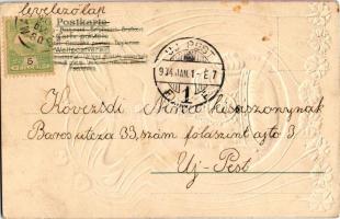 1904 Dombornyomott szecessziós művészlap / Art Nouveau embossed art postcard. D.R.P. Angemelde (EK)