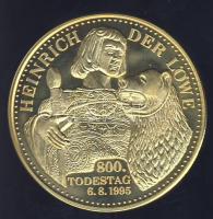 Németország DN "Német történelem - Oroszlán Henrik" aranyozott ffém emlékérem T:PP