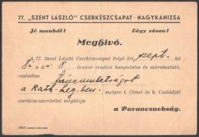 1937 Magyar Cserkészszövetség 25 éves fennállása alkalmából küldött köszönö levél, nyomtatott aláírá...