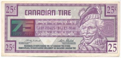 Kanada 1996. 25c &quot;Canadian Tire Corporation - 75. évforduló&quot; vásárlási utalvány T:F kis szakadás Canada 1996. 25 Cents &quot;Canadian Tire Corporation - 75th Anniversary&quot; trade voucher T:F small tear