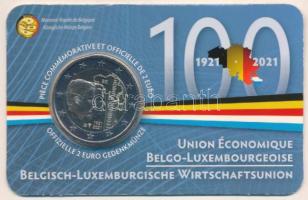 Belgium 2021. 2E 100 éve a Belgium-Luxemburg Gazdasági Unió bliszterben T:UNC Belgium 2021. 2 Euro 100 Years of Economic Union Belgium-Luxembourg in coincard C:UNC Krause KM#419