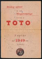 1949 TOTO nyitható kártyanaptár, kis foltokkal