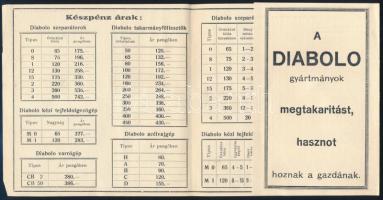 cca 1930 A Diabolo Separator A. B. Stockholm gyártmányainak (tejipari gépek) árjegyzéke, kihajtva: 3...