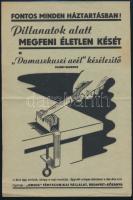 cca 1920-1940 Pillanatok alatt megfeni életlen kését a ,,Damaszkuszi acél" késélesítő (Patent Bardocz). Gyártja: ,,Ursus" Fémtechnikai Válallat, Bp.-Kőbánya. Illusztrált reklámlap, középen hajtott, 24x16 cm