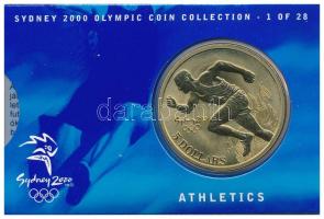 Ausztrália 2000. 5D Al-bronz "Sydneyi Olimpia 2000 - Atlétika" bliszterben T:BU  Australia 2000. 5 Dollars Al-Bronze "Sydney 2000 Olympics - Athletics" in coincard C:BU  Krause KM#356