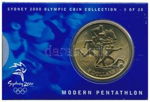 Ausztrália 2000. 5D Al-bronz &quot;Sydneyi Olimpia 2000 - Modern Öttusa&quot; bliszterben T:BU  Australia 2000. 5 Dollars Al-Bronze &quot;Sydney 2000 Olympics - Modern Pentathlon&quot; in coincard C:BU  Krause KM#429