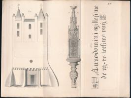 1859 ,,Anno domini millesimo ...", templom részletrajzok (könyvmelléklet). Litográfia, papír, jelzett: Ny. Rohn A., Pest, 1859. Hajtott, jó állapotban, 21,5x28 cm