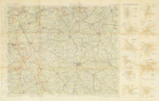 cca 1930-1940 G. Freytag & Berndt: Autostraßenkarten - Blatt 18 Nürnberg / Nürnberg és környékének autótérképe, 1 : 300.000, Wien, G. Freytag & Berndt A.G., 92x60 cm