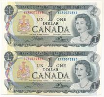 Kanada 1973. 1$ (2x) ívből kézzel kivágva, összefüggésben T:AU  Canada 1973. 1 Dollar (2x) two piece partial sheet, hand cut C:AU  Krause P#85